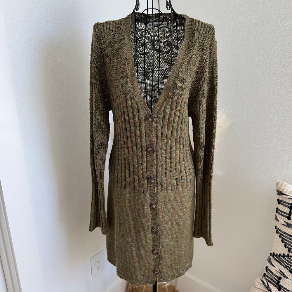 Revolve All The Ways Olivia Knit Cardigan Sweater Dress Olive Multi Medium - Picture 2 of 11